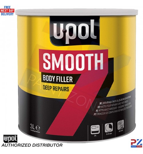 U-POL Smooth 7 3L Body Filler – Car Repair Filler with BPO Hardener