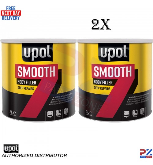 2x U-POL Smooth 7 3L Body Filler – Car Repair Filler with BPO Hardener