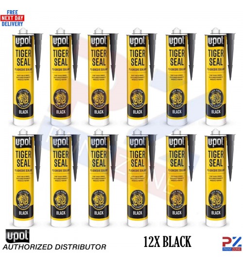 U-POL Tiger Seal PU Adhesive Black 310ml x12 – Car Body Sealant Cartridges