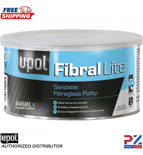 UPOL Fibral Light Sandable Fibreglass Putty 946ML Tin Yellow UPOL FIBL/2