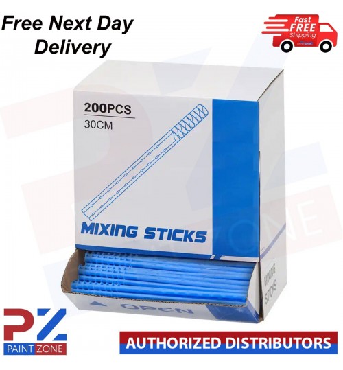 200 PCS 30CM Blue Paint Mixing Stick Lacquer Primer Thinner Stirring Plastic