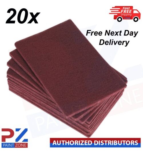 20x Red Scotchbrite Scuff Scotch Finishing Preparation Hand Pads