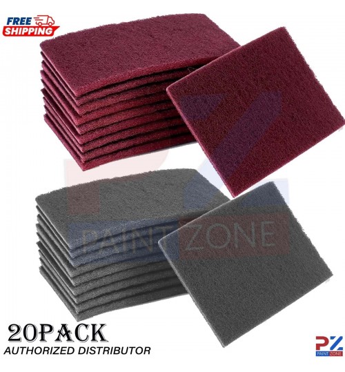 Abrasive Non-Woven Scotch Finishing Pads 10 x Red VF & 10 x Grey UF 20pk Resin