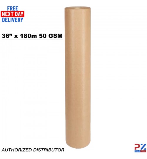 Premium 50gsm Brown Masking Paper Roll – 36” x 180m Water & Solvent Resistant