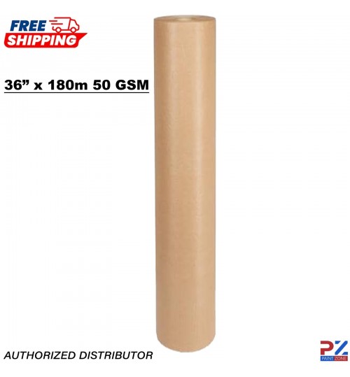 36 Inch Brown Masking Paper 900mm x 180m Roll – 50gsm Premium Auto Paint Paper