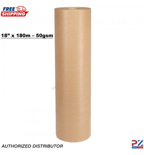 Professional Brown Masking Paper 18 Inch x 180m – 50gsm Automotive Grade