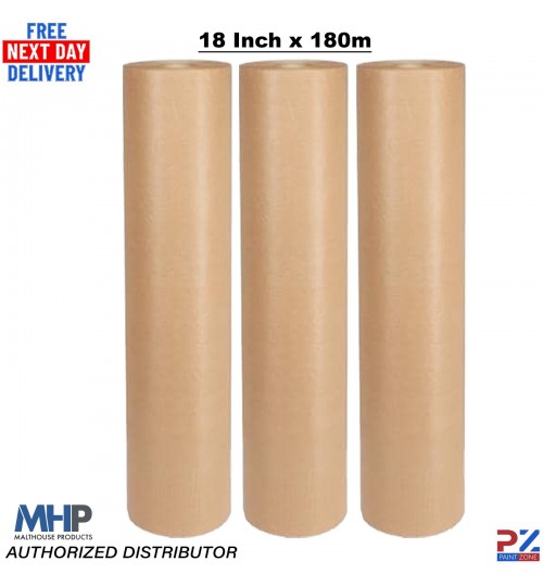 3x Professional Brown Masking Paper 18 Inch x 180m – 50gsm Automotive Grade