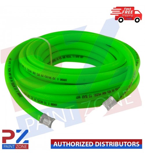 HIVIZ - 10 HI - GREEN AIRHOSE 10M 8MM BORE Air Line Hose Compressor Flexible