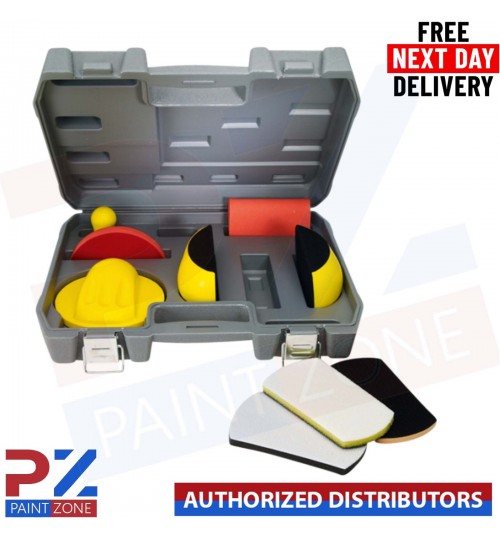 SANDING BLOCK KIT -9 Pcs Set Case For Detailing Car Body Work Repair Hook & Loop