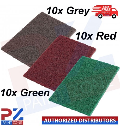 30x SCOTCHBRITE ABRASIVE FINISHING PADS RED, GREY & GREEN