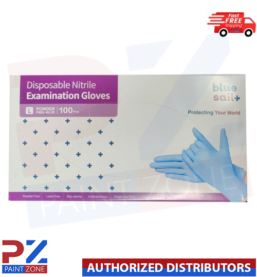 Blue Sail+ Disposable Nitrile Examination Gloves-100pcs [Large]