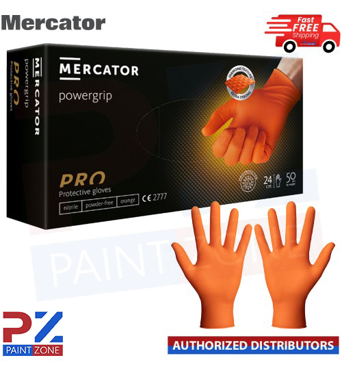 Nitrile Power grip Gloves Orange 