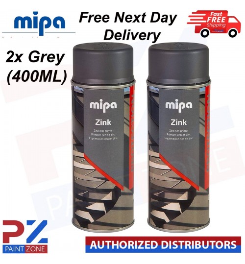 2x Mipa Zinc Spray Grey AEROSOLES (400ML)