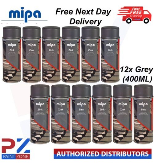 12x Mipa Zinc Spray Grey AEROSOLES (400ML)