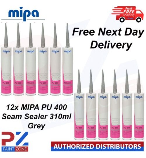 12x MIPA PU 400 Seam Sealer 310ml Grey Cartridge Polyurethane Adhesive Sealant