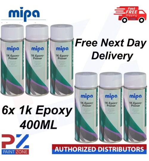 6x MIPA 1K EPOXY PRIMER (400ML) Spray Car Paint Aerosol Fast Drying