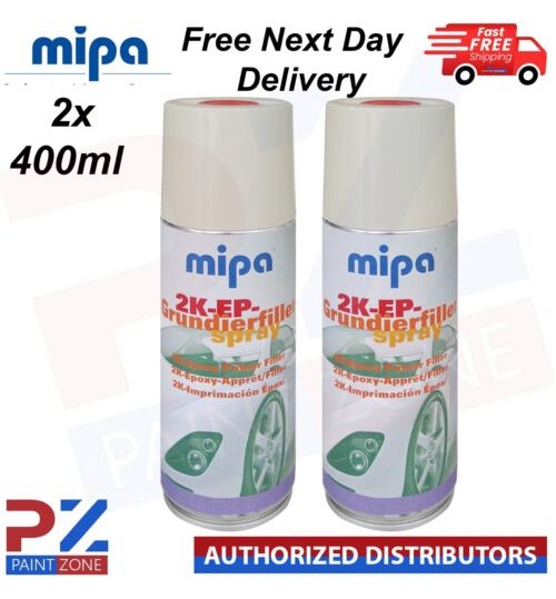 2x MIPA 2K EP Spray BEIGE 2K Epoxy Primer Filler Grundierfiller 400ml Hardener