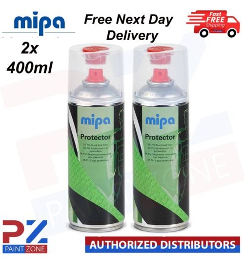 2x MIPA PROTECTOR 2K TOUGH TRUCK BED LINER raptor AEROSOL 400ML - BLACK
