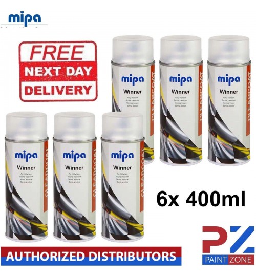 6x MIPA WINNER SERIES MATT CLEARCOAT PAINT SPRAY AEROSOL - 400ML