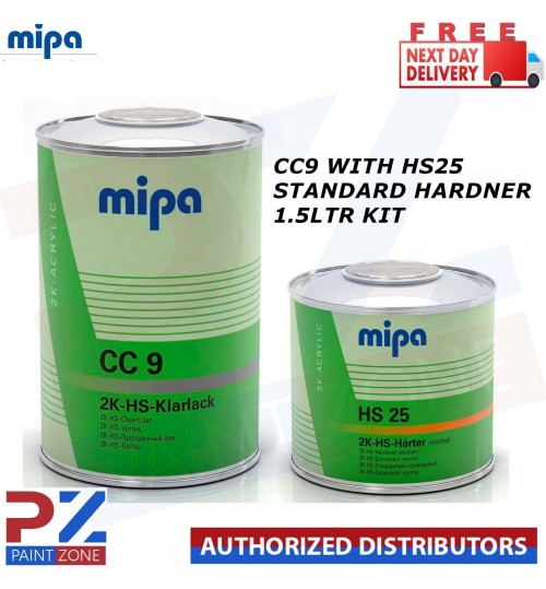 MIPA CC9 HS KLARLACK CLEARCOAT LACQUER WITH HS25 STANDARD HARDENER - 1.5LTR KIT