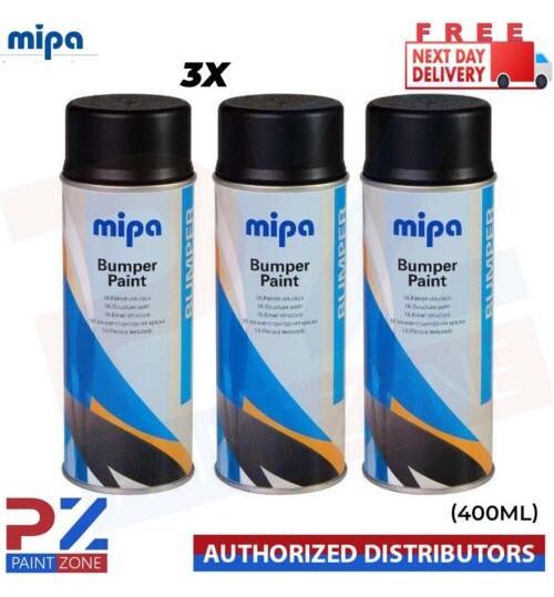 3x MIPA Paint Bumper Spray SCHWARZ/BLACK Fast Drying Aerosol 400ML