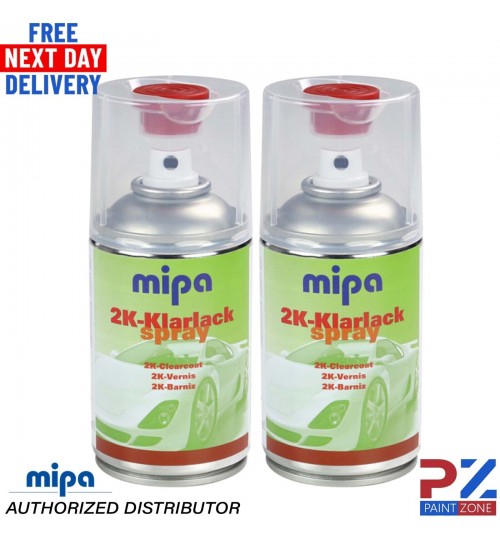 2x MIPA 2K KLARLACK CLEAR GLOSS LACQUER PETROL FUEL RESISTANT AEROSOL 250ML