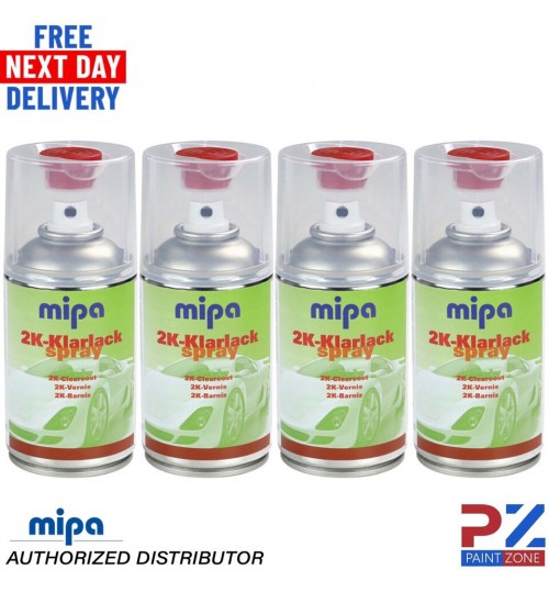 4x MIPA 2K KLARLACK CLEAR GLOSS LACQUER PETROL FUEL RESISTANT AEROSOL 250ML