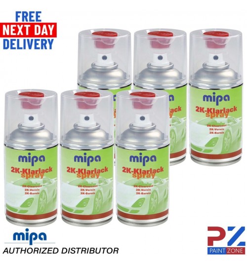 6x MIPA 2K KLARLACK CLEAR GLOSS LACQUER PETROL FUEL RESISTANT AEROSOL 250ML