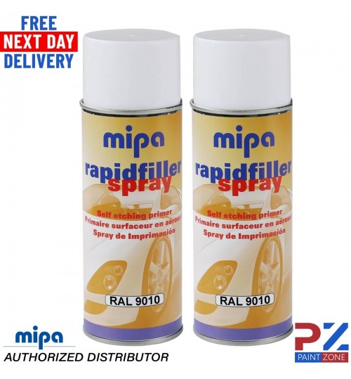 2 X MIPA RAPID PRIMER SPRAY RAL 9010 AEROSOL - 400ML