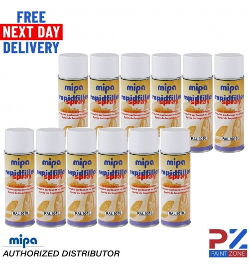 12 X MIPA RAPID PRIMER SPRAY RAL 9010 AEROSOL - 400ML