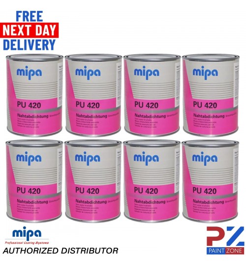 8 x MIPA PU 420 Seam Sealer 1KG Polyurethane Adhesive Sealant Tin Grey