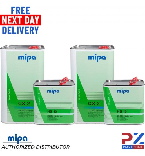 2 x MIPA CX2 HS EXPRESS CLEARCOAT WITH HS10 FAST HARDENER 7.5L KIT