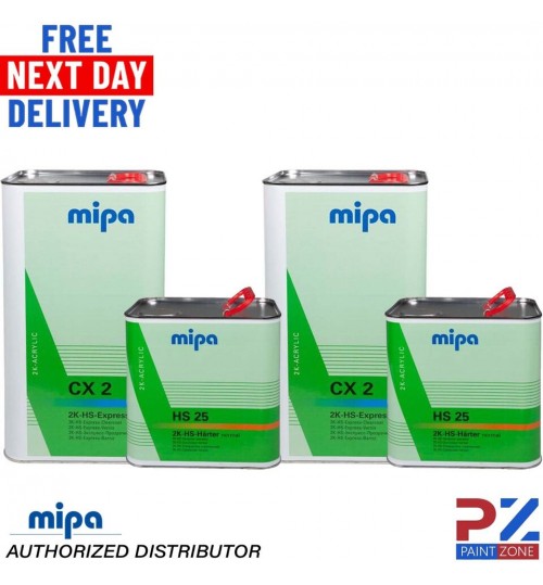 2 x MIPA CX2 HS EXPRESS CLEARCOAT KIT WITH HS25 NORMAL/STANDARD HARDENER 7.5L
