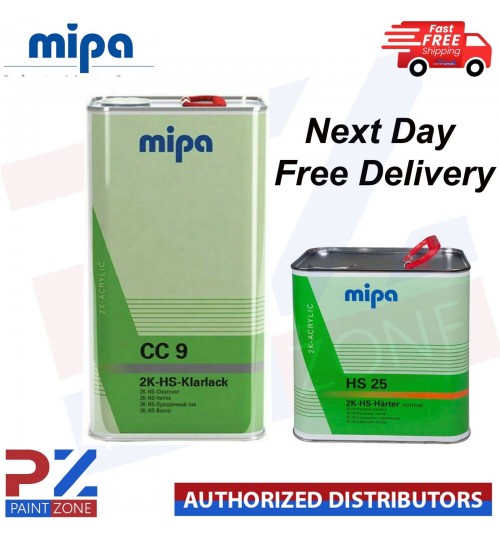 MIPA CC9 HS KLARLACK CLEARCOAT LACQUER WITH HS25 NORMAL HARDENER - 7.5LTR KIT