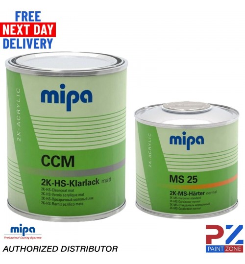 MIPA CCM HS 2K Matt Lacquer Clear Coat 1L & MIPA MS25 2k Hardener 0.5L KIT