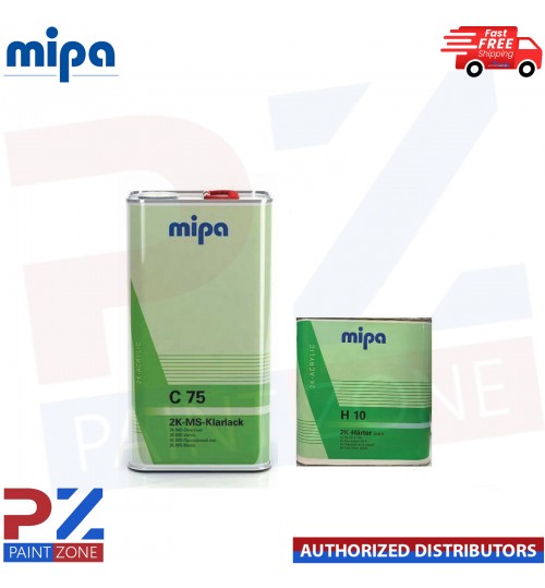 MIPA 2K MS Klarlack C75 CLEARCOAT LACQUER WITH H10 FAST HARDENER - 7.5LTR KIT
