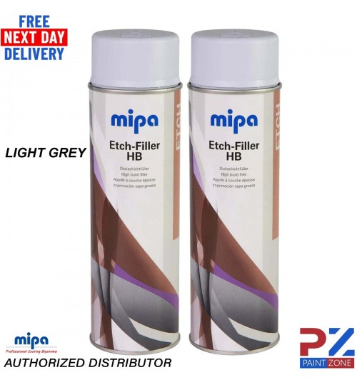 2x MIPA Etch-Filler HB Light Grey Aerosol Spray – 500ML