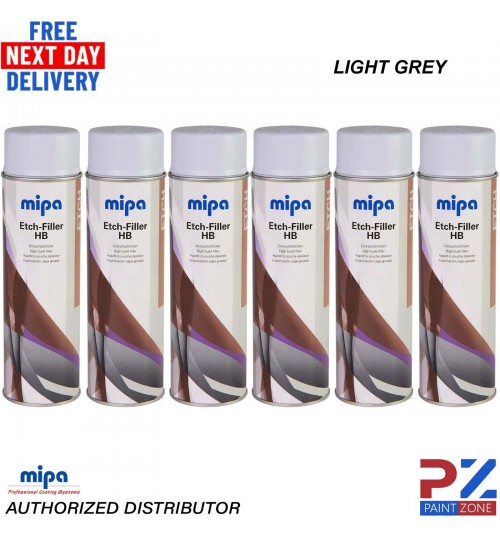 6x MIPA Etch-Filler HB Light Grey Aerosol Spray – 500ML