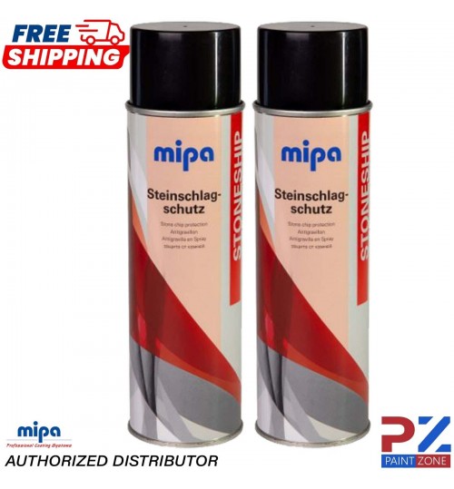 2x MIPA BLACK STONE CHIP Aerosol 500ml Car Spray All Round Protection