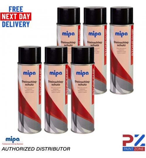 6x MIPA BLACK STONE CHIP Aerosol 500ml Car Spray All Round Protection