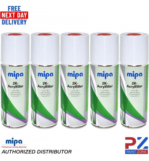 5X MIPA 2K Acrylfiller Spray GREY 2K Primer Filler 400ml Aerosol Inc Hardener