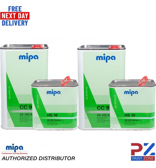 2X MIPA CC9 HS KLARLACK CLEARCOAT LACQUER WITH HS10 FAST HARDENER - 7.5LTR KIT