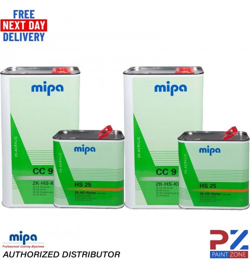2X MIPA CC9 HS KLARLACK CLEARCOAT LACQUER WITH HS25 NORMAL HARDENER - 7.5LTR KIT