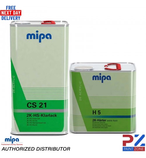 MIPA CS21 2K HS CLEAR COAT LACQUER + H5 2.5L FAST HARDENER 7.5L KIT AIR DRY