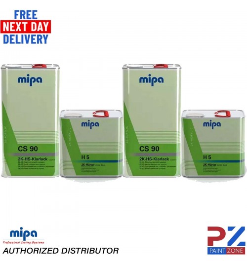 2X MIPA CS90 2K HS ACRYLIC CLEAR COAT/ LACQUER 5L + H5 EXTRA FAST HARDENER 2.5L