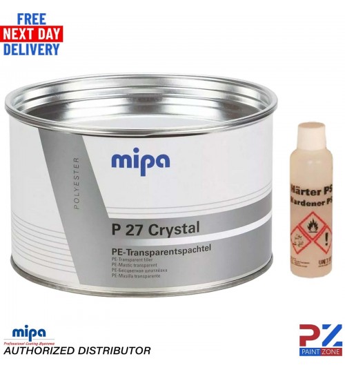 MIPA P27 CRYSTAL TRANSPARENT POLYESTER BODY FILLER FOR CARBON REPAIR 1KG