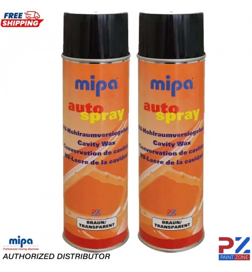 2X MIPA BROWN CAVITY WAX BODY PROTECTION SPRAY AEROSOL 500ML + EXTENSION NOZZLE