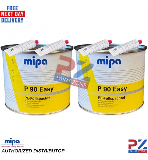 2X MIPA P90 EASY BODY FILLER 4KG - PE high build body filler including hardener
