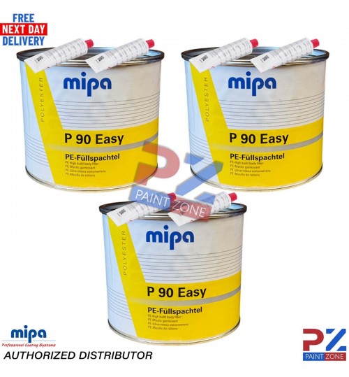 3X MIPA P90 EASY BODY FILLER 4KG - PE high build body filler including hardener