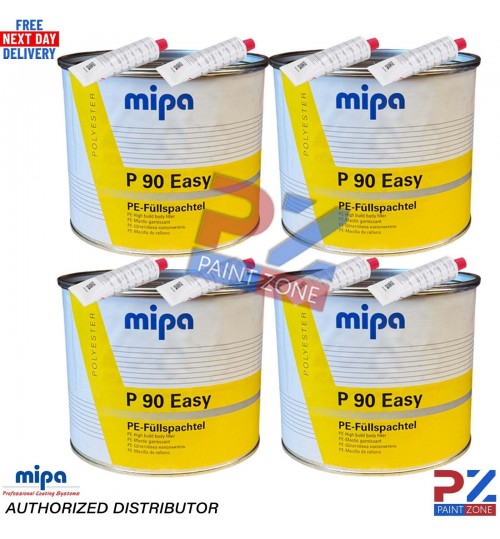 4X MIPA P90 EASY BODY FILLER 4KG - PE high build body filler including hardener